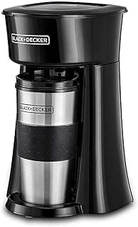 BLACK+DECKER Coffee Machine, 650W, Includes 360ml Travel Mug with Lid, Auto-Off, Permanent Filter, Overfill Protection, Compact Design, Easy Storage, ECO Friendly, Black/Silver - DCT10-B5