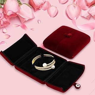Red Wine Velvet Bracelet Box Couple Proposal Jewelry Gift Box Engagement Ring Boxes Jewelry Display Storage for Wedding Anniversary (Bracelet box)