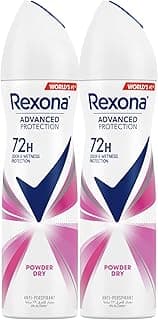 Rexona Women Advanced Protection Antiperspirant Deodorant Spray, 72 hour sweat & odor protection, Powder Dry, with MotionSense technology, 150ml x 2