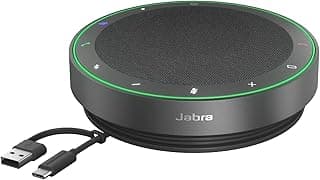Jabra Speak2 75 Wireless Bluetooth Speakerphone for Work and Music - 4 Noise-Cancelling Mics, 65mm Speakers - New Linking Feature - USB-A & USB-C Adapter - Certified for Microsoft Teams - Dark Grey