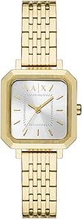 Armani Exchange AX Armani Exchange Women's Watch, Square Watch for Women with Stainless Steel or Leather Band