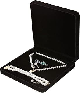 LETURE LETURE Velvet Jewelry Set Box, Velvet Gift Box for Bracelet Necklace Earring Ring (Black)