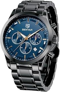 BENYAR BY BENYAR Mens Watches Analog Quartz Chronograph Waterproof Wrist Watches for Men Business Work Casual Designer Dress Watch with Calendar Elegant Gifts for Men