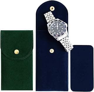 Paporich Paporich 4 Pcs Watch Travel Pouch Set, Portable Velvet Cases for Men and Women, Watch Jewellery Pouch Storage Bag and Organizer, Anti Scratch Watch Cases with Gold Buckle