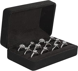 Goodern Goodern Jewelry Rings Organizers,Ring Storage Boxes for Multiple Rings,Travel Ring Stud Earrings Holder Case,3 Slot Portable Ring Display Tray Case,Compact and Stylish Ring Holder Case Box-Black