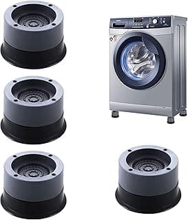 DMG TECH 4Pcs Anti Vibration Pads, Washing Machine Base Feet, Anti-Slip Boosting Shock Absorption and Noise Reduction Pads with Suction Cups for Washer and Dryer Stand Protecting Base