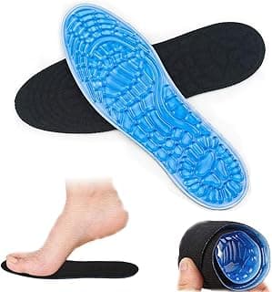 Azonee Silicone gel insoles, Azonee full-length massage cushion inserts for foot pain relief, shock absorption shoe pads, cuttable plantar fasciitis support for running, hiking, walking (S, 35-42)