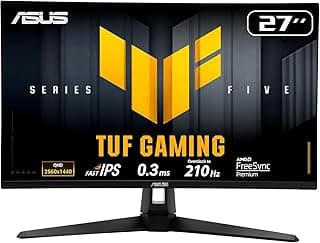ASUS TUF Gaming VG27AQ5A-J Gaming Monitor: 27-inch, QHD(2560x1440), 210Hz(OC), Fast IPS, ELMB SYNC, 0.3ms GTG (min.), Stereo speaker, DisplayWidget Center, Black - Infiniarc Edition