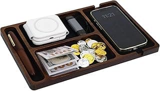 Joyzzz Joyzzz Valet Tray, Acacia Wood Catchall Organizer with Natural Wood Grain, Wooden Desktop Tray for Keys, Wallet, Watch, Phone, and Everyday Carry Essentials, Nightstand Organizer