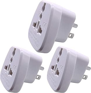GOMMLE GOMMLE United States/Canada Type B Adaptor Plug with Flat Blades/Round Grounding Pin and Safety Shutter, KSA/UAE/EU/DE/UK/Italy/Swiss/Indian Plug Suitable to 3 Pin US/CA Socket (3 Pieces)