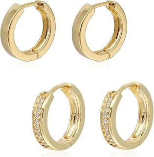 Krstudent Hoop Earrings for Women, 18K Gold Plated Earrings for Women|Small Lightweight Hypoallergenic Cartilage Huggie Earrings for Girls...