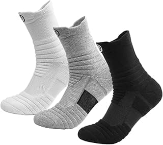 HASTHIP Men s Socks,100% Cotton Athletic Comfort Socks, Keep Warm Breathable Non-slip Sweat-Absorptive Odor-Resistant Socks For Sports, Hiking, Running (3Pairs)