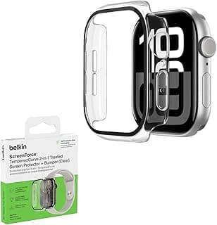 Belkin Belkin ScreenForce TemperedCurve 2-in-1 Apple Watch Screen Protector for Series 10 (46mm), Apple Watch case with 360 ̊ protection and protective bumper, tempered glass screen protector - clear