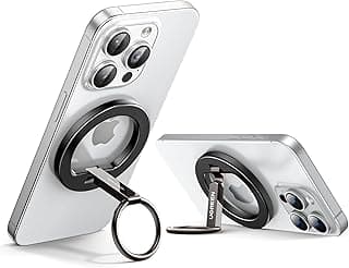 UGREEN Magsafe Ring, Magnetic Phone Grip, Innovative 2 Way Stand Metal Cell Phone Ring Holder Shakeproof Ultra Stable Magnetic Kickstand for Desk Fit for iPhone 17/16/15/14 Directly Snap On All Phones