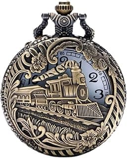 X spring X spring Pocket Watch, Roman Numerals, Silver or Gold Case, Chain Included, Retro Mechanical Watch, Vintage Watches for Men, Perfect for Formal Events and Special Gifts