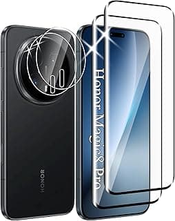 Tempered Glass Compatible with Honor Magic8 Pro,3D Full Screen Protection,9H Hardness,Scratch Resistant,Bubble Free,HD,2 protective films and 2 camera tempered glass
