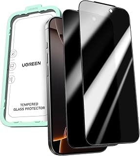 UGREEN 2 Pack for iPhone 17 Pro Max Screen Protector Privacy 6.9'' 100% Privacy Protection 1:1 Full Coverage Military Grade 9H Tempered Glass Anti-Spy Screen Protector Easy to Install