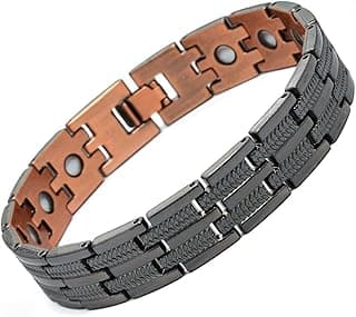 Mens Copper Magnetic Bracelets, 99.9% Pure Copper Bracelet with Ultra Strength Magnets, 8.6inches Adjustable Wristband Bracelets
