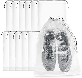 Goodern 12 Pcs Transparent Storage Bags Set,Drawstring Shoes Bag Plastic Portable Shoe Bags Organizers,Clear Large Shoes Bag for Travel Packing Shoe Organizers,Household Storage Bag,Clothes,Toiletries