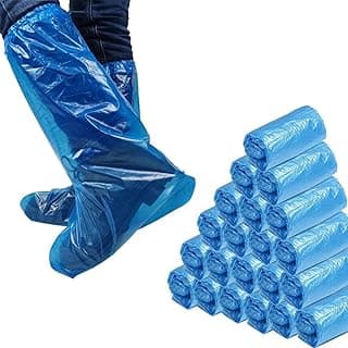 Amuer Amuer 50 Pairs Disposable Shoe Covers,Rain Shoe Covers Waterproof Boots Cover,Plastic Long Shoe Cover Clear Waterproof Anti-Slip Overshoe for Women Men Water Boots Cover Rainy Day Use Cover