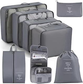 ECVV ECVV 8 Set Packing Cubes for Suitcases Luggage Packing Organizers with Laundry Bag Shoe Bag Underwear Bag Travel Essentials Luggage Organizer Cubes