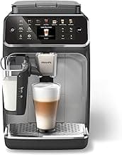 Philips Fully Automatic Coffee Machine Series 4400-12 Beverages, LatteGo, SilentBrew, Intuitive Display, 2 User Profiles, 12 Settings for Ceramic Grinder, Black Silver - EP4446/23