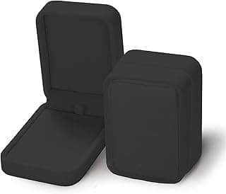 ASKIND Set of 2 Velvet Jewelry Pendant Necklace Gift Box Engagement Wedding Case (Black)