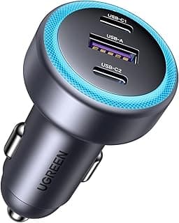 UGREEN USB C Car Charger, 30W 3-Port Type C Phone Adapter, iPhone 17 Car Charger Fast Charging, PD 3.0 30W/QC 3.0 22.5W, for iPhone 17 Series, iPhone 16/15/14, Samsung, Huawei, Xiaomi, iPad, AirPods