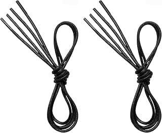 VSUDO 2 Pairs Waxed Round Dress Shoelaces, 1/8" Thin Formal Business Oxford Shoe Lace for Men or Women’s Chukka/Desert Boots