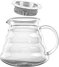 MIBRU V60 Coffee Server | Heat Resistant Glass Pot | Pour Over Coffee Tea Server | Kettle Coffee Maker Teapot | Hand Drip Pour Over Coffee Maker سيرفر تقطير زجاجي لتقديم القهوة المختصة