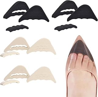 Parlberd Adjustable Shoe Inserts, 4 Pairs Foam Filler Toe Inserts for Loose Shoes, Comfortable and Reusable Shoe Fillers for Men and Women, Black and Beige, Perfect for Tightening Shoes and Improving Fit