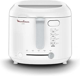 MOULINEX Deep Fryer |Uno Deep Fryer | 1.0Kg/1.8L Capacity | Serves 4 | Compact Fryer | Easy Storage | Draining Position for Less Oil | Viewing Window | White | 2 Years Warranty | AF203127