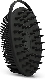 Generic Body Scrubber and Hair Shampoo Brush, All in One, Premium Silicone Loofah, Exfoliating Body Brush, Scalp Massager for Women, Men, Pet (1PC Black)