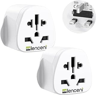 LENCENT LENCENT 2Pcs World to UK Travel Adapter, Universal Input Socket Accepts USA/Europe/China/Australia Plugs, Universal Adapter to Type G UK Plug Adaptor