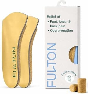 Fulton Fulton Universal Shoe Inserts for Men with Custom Molding & Arch Support - Everyday Cork Inserts for Shoes Without Removable Insoles - Prevent Overpronation & Plantar Fasciitis (Men's Size 8.5-9