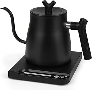 Electric Gooseneck Water Kettle, Stainless Steel Gooseneck Kettle with 7 Temperature Settings, Auto Shut-Off, Touch Screen Panel, 1000W Fast Heating 1L for Tea Coffee Hot Water