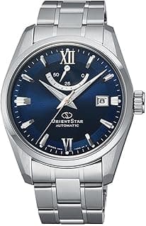 Orient Star Power Reserve Sapphire Glass Steel Bracelet Blue Dial Dress Watch RE-AU0005L, Blue