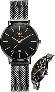 OLEVS Watches for Women Dress Roman Numerals Diamonds Stainless Steel Waterproof Silver Designer Metal Date Expanding Bracelet Ladies Wrist Watch