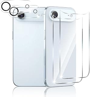 KASTWAVE Screen Protector for iPhone 17 Air, Ultra HD Glass, 9H Hardness Anti-Scratch, Easy Installation Rear Glass Protector, 2 Pcs Back Protector and 2 Pcs Camera Lens Protector for iPhone 17 Air