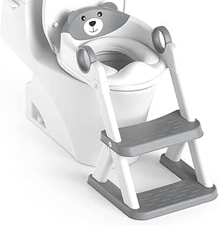 Potty Training Seat, Upgrade Toddler Toilet Seat for Kids Boys Girls, 2 in 1 Potty Training Toilet for Kids, Splash Guard Anti-Slip Pad Step Stool (Grey)