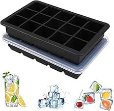 Silicone Ice Cube Tray, 2Pcs Reusable Square Ice Cube Molds for Water, Juice, Cocktails, Beverages, Jelly, Flexible and Easy to Release Molds (Black)