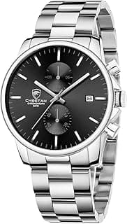 GOLDEN HOUR Fashion Business Mens Watches with Stainless Steel Waterproof Chronograph Quartz Watch for Men, Auto Date