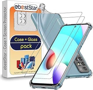 ebestStar - Case for Xiaomi Redmi 10 (2022, 2021), Silicone Slim Cover Case, Reinforced Corners and Edges Case, Transparent + Tempered Glass x2