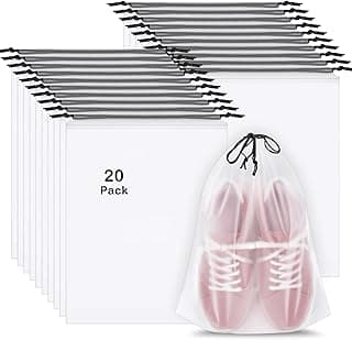 ALMEKAQUZ 20 Packs Travel Shoe Bag, 40 * 30cm Transparent Travel Shoe Bag, Large Waterproof Portable Drawstring Shoe Organizer, Essentials for Women and Men