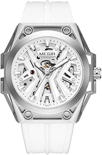 Megir Automatic Men's Wrist Watch, 316L Steel Case, Luminous Dial, 5ATM Water Resistant, Silicone Band