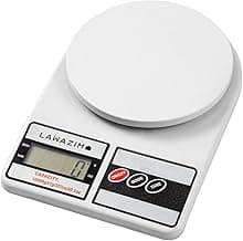 Lawazim Digital Kitchen Scale -White- Electronic Food Scale with Precision Measurement and Tare Button -for Cooking, Baking, Meal Preparation, and Portion Control -for Home Cooks and Professionals Use