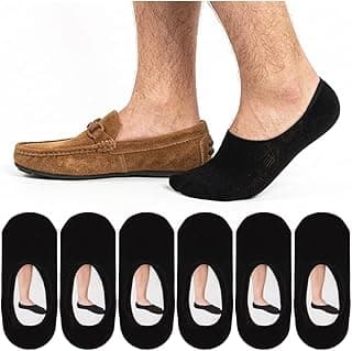 ADFOLF 6 Pack Mens No Show Socks Casual Low Cut Thin Loafers Non Slip Boat Liners