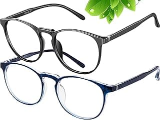 FEIYOLD FEIYOLD Blue Light Blocking Glasses Women/Men,Retro Round Anti Eyestrain Computer Gaming Glasses(Black+Blue)