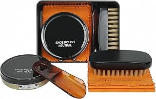 KASTWAVE Shoe Shine Kit, Shoe Care Kit, Shoe Cleaning Kit with Polish & Brush, Leather Shoe Care Set for Boots Dress Shoes, Compact Shoe Polish Brush Set for Home & Travel