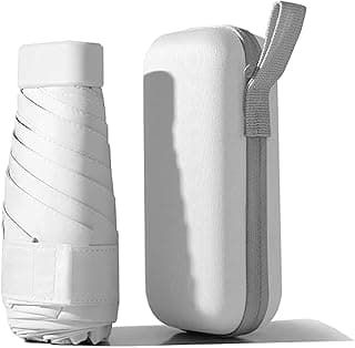 N\A Mini Umbrella For Purse, UPF 50+ UV Protection - Small Travel Lightweight Umbrella for Rain & Sun - 5 Fold Umbrella Women Kids, Multiple Colors (White) - Medium